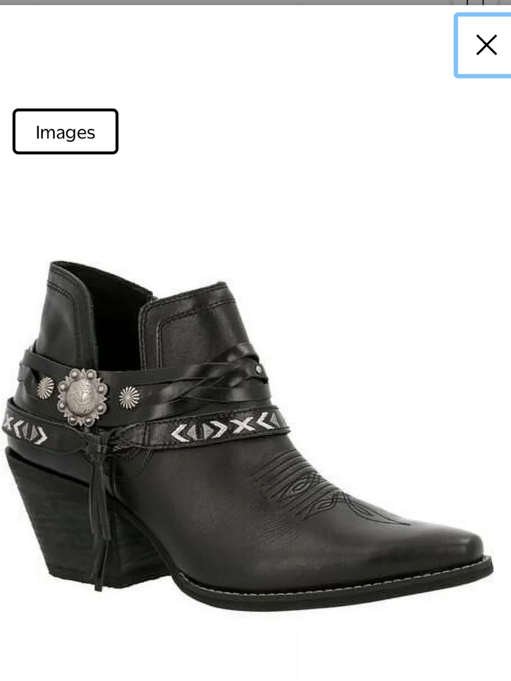 Durango Black Ankle Boots with Decorative Strap